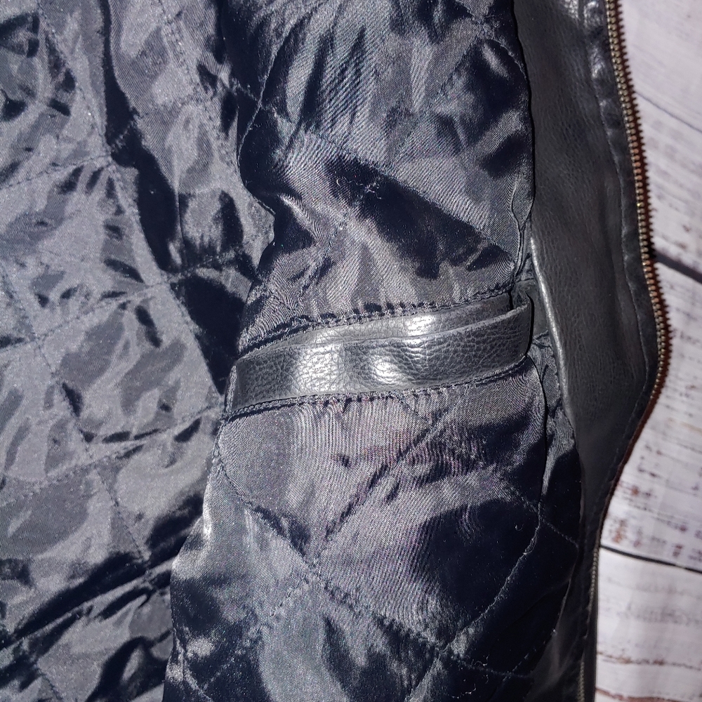Arizona Faux Leather Hooded Jacket, Size M - Picture 9 of 10